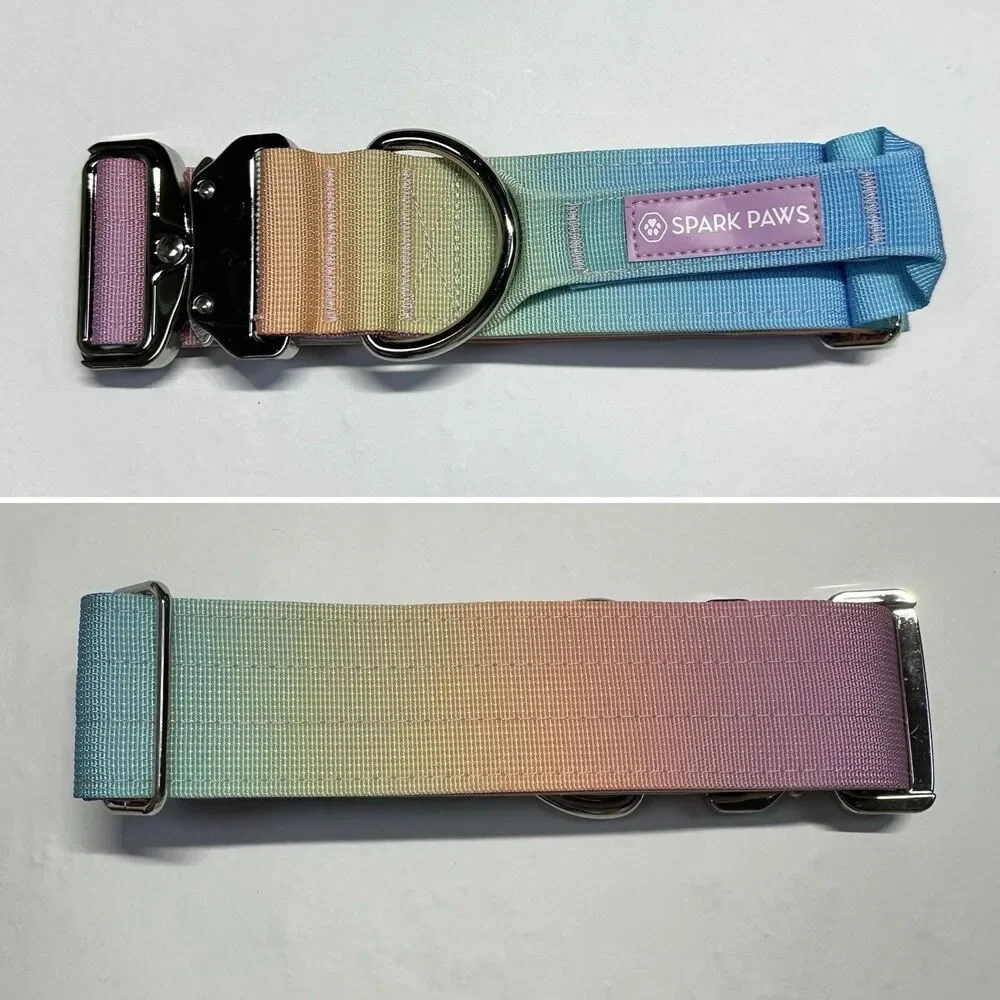 SPARK PAWS Tactical Nylon Dog Collar Adjustable Comfort Collar Medium Pastel